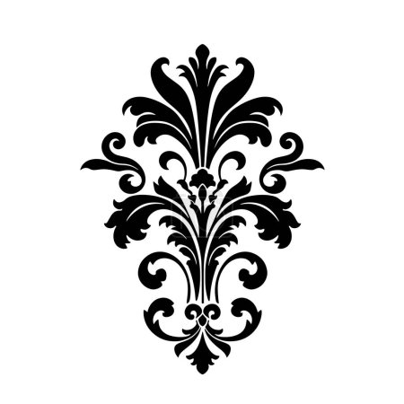 Illustration for Minimalist Stencil Art Baroque Corner in Black on White for your work's logos, T-shirt merchandise, stickers, label designs, posters, greeting cards, and advertising for business entities or brands. - Royalty Free Image