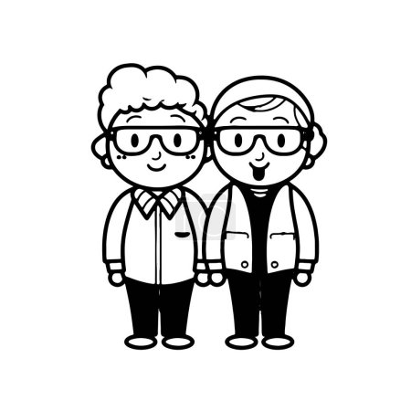 Endearing Grandparents Simple and Cute Line Drawing for your work's logos, T-shirt merchandise, stickers, label designs, posters, greeting cards, and advertising for business entities or brands.