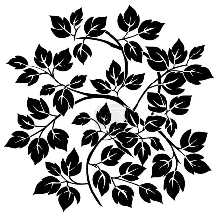 Illustration for Folkloric Botanical Circle Stencil Art for your work's logos, T-shirt merchandise, stickers, label designs, posters, greeting cards, and advertising for business entities or brands. - Royalty Free Image