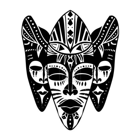 Illustration for Tribal Mask Tattoos Minimalist Vector Illustration for your work's logos, T-shirt merchandise, stickers, label designs, posters, greeting cards, and advertising for business entities or brands. - Royalty Free Image