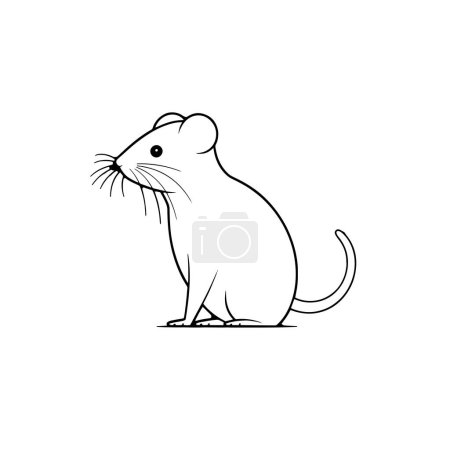 Illustration for Simple Line Art of a Mouse for your work's logos, T-shirt merchandise, stickers, label designs, posters, greeting cards, and advertising for business entities or brands. - Royalty Free Image