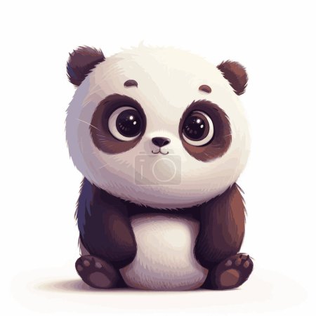 Netter Panda-Cartoon mit großem Kopf und Augen als Vektorillustration für Logos, T-Shirt-Merchandise, Aufkleber, Etikettendesigns, Poster, Grußkarten und Werbung für Unternehmen oder Marken.