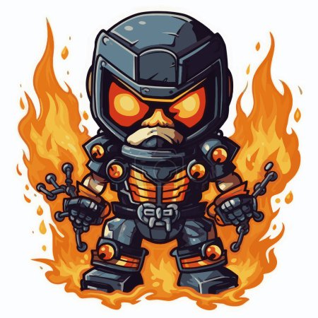 Ilustración de Ilustración de guerrero robótico guardián del metal poderoso - Imagen libre de derechos