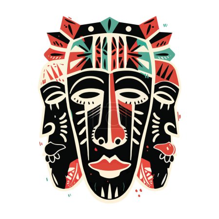 Illustration for Minimalist Doodle Art Vector Illustration of African Tribal Masks for your work's logos, T-shirt merchandise, stickers, label designs, posters, greeting cards, and advertising for business entities or brands. - Royalty Free Image