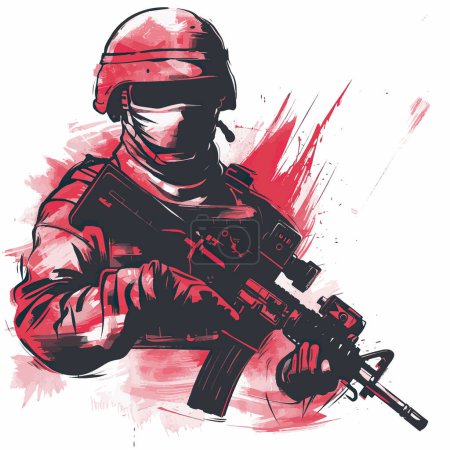 Soldier in Action Hand drawn Design for your work's logos, T-shirt merchandise, stickers, label designs, posters, greeting cards, and advertising for business entities or brands.