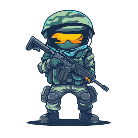 Ilustración de Game Soldier Design Minimalist Vector Art para los logotipos de su obra, productos de camisetas, pegatinas, diseños de etiquetas, carteles, tarjetas de felicitación y publicidad para entidades comerciales o marcas - Imagen libre de derechos