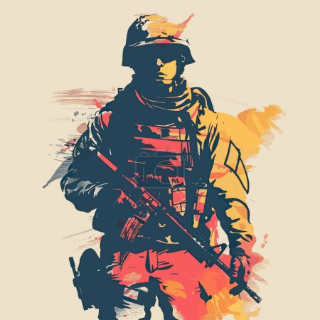 Illustration for Minimalist Army Man Illustration for your work's logos, T-shirt merchandise, stickers, label designs, posters, greeting cards, and advertising for business entities or brands. - Royalty Free Image