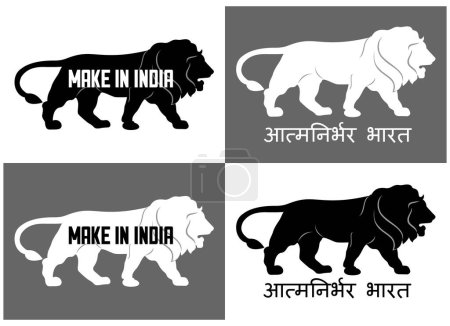 Fabriquer en Inde logo dans quatre look différent - faire en Inde logo lion conception vectorielle entièrement modifiable avec fichier eps - Atmanirbhar Bharat - concept indépendant de l'Inde.