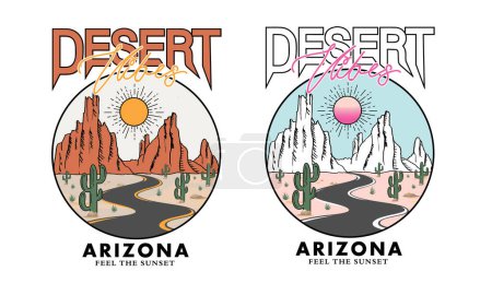 Téléchargez les illustrations : Desert vibes Arizona t-shirt design. - en licence libre de droit