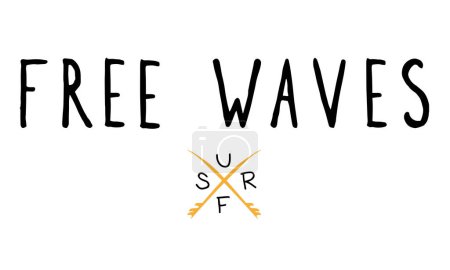 Illustration for Surf session graphic print design for t-shirt. Free wave artwork. - Royalty Free Image