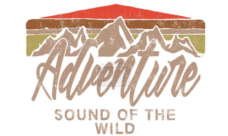 Illustration for Sound of the wild t-shirt graphic design. Adventure logo print design or t-shirt print, poster, sticker, background and other uses. - Royalty Free Image