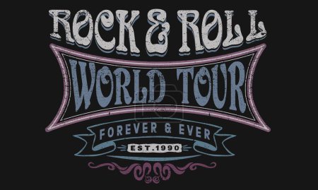 Diseño de camiseta vintage de rock and roll. Eslogan musical diseño gráfico impreso.