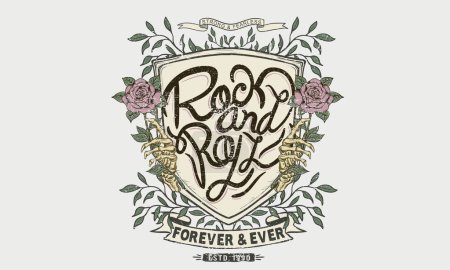 Flower vector t-shirt design.  Free spirit vintage artwork. Rock and roll poster design. Music festival artwork. Music logo design.