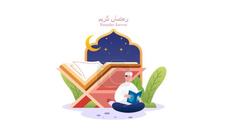 Les musulmans récitent le Coran dans le Ramadan Kareem Concept