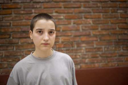Photo for Portrait of Latin transgender generation z student looking at the camera - Royalty Free Image