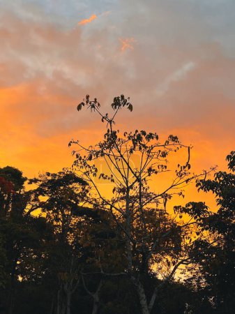 Foto de Fondo del atardecer con cielo rojo y naranja en Antioquia, Colombia. - Imagen libre de derechos