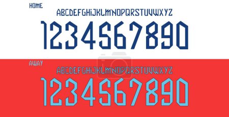 Illustration for Font vector team 2022 kit sport style font. football style gothic font, england font away world cup. - Royalty Free Image
