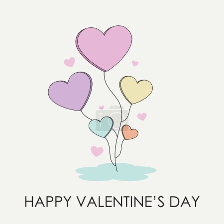 Illustration for Valentine's day minimalist pastel vector greeting card heart balloons - Royalty Free Image