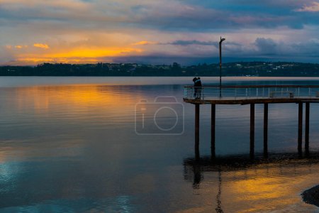 A beautiful sunset in Puerto Varas, Chile. High quality photo