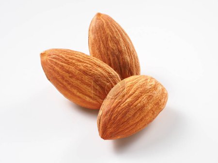 Almond fruit on white background