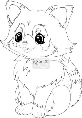 Illustration for Coloring page a smiling red panda. Cute animal colouring page for kids - Royalty Free Image