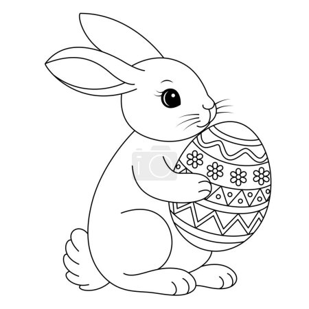 Ilustración de Conejo de Pascua llevando una página para colorear huevo de Pascua decorado - Imagen libre de derechos