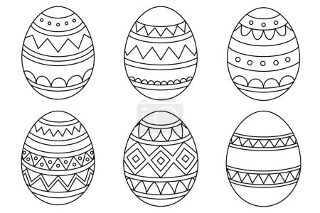 Ilustración de Conjunto de huevos de Pascua para colorear página para niños y adultos - Imagen libre de derechos