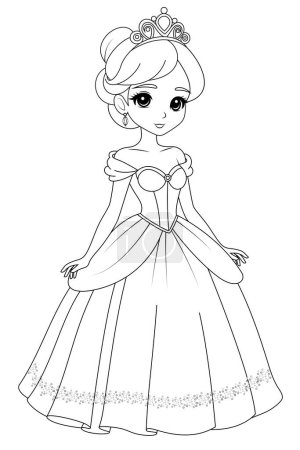 Illustration for Coloring page cute princess. Flat vector outline for kids coloring book - Royalty Free Image