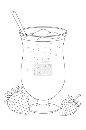 Strawberry daiquiri coloring page. Food and drink colouring book