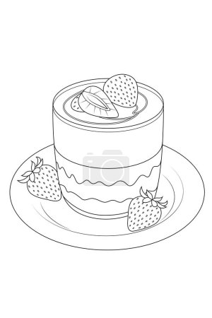  Strawberry panna cotta coloring page. Food and drink clouring book