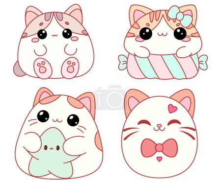 Set of Cute Kitty Squishmallow Illustration