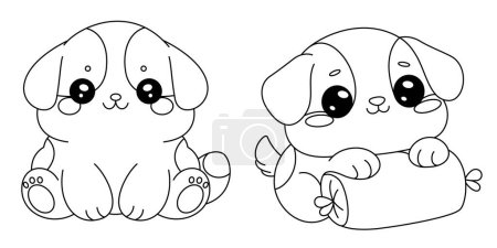 Set of Cute Puppy Squishmallow Coloring Page