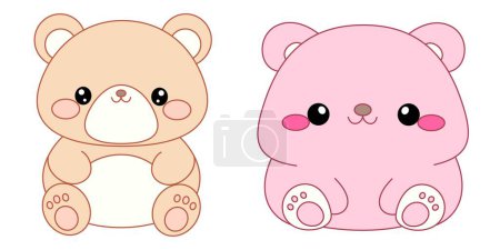 Illustration for Set of Cute Bear Squishmallow Illustration - Royalty Free Image