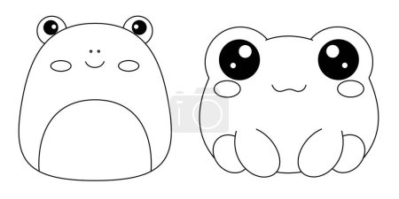 Illustration for Cute Frogs Squishmallow Coloring Page - Royalty Free Image