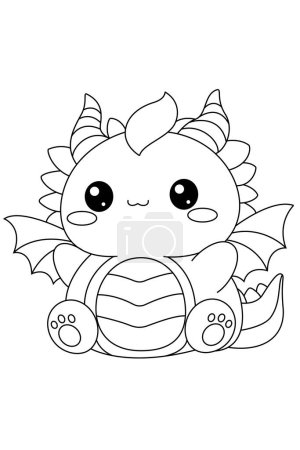 Illustration for Cute Dragon Squishmallow Coloring Page - Royalty Free Image