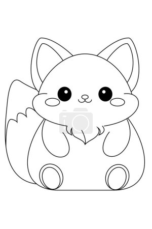 Illustration for Cute Fox Squishmallow Coloring Page - Royalty Free Image