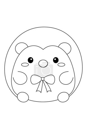 Illustration for Cute Hedgehog Squishmallow Coloring Page - Royalty Free Image
