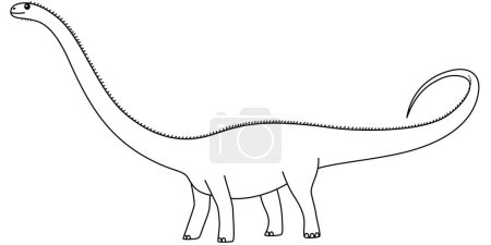 Coloriage diplodocus. Mignon dinosaure plat isolé sur fond blanc