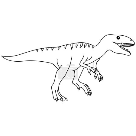 Coloriage Allosaurus. Mignon dinosaure plat isolé sur fond blanc