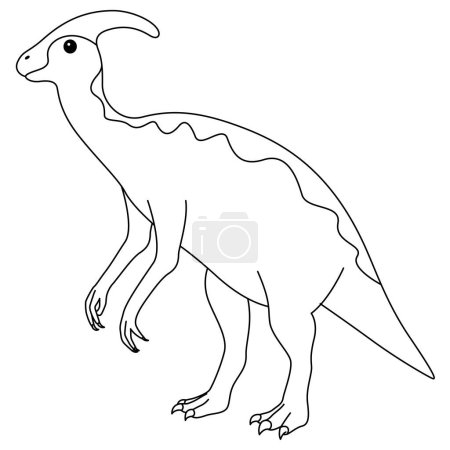 Página para colorear Parasaurolophus. Lindo dinosaurio plano aislado sobre fondo blanco