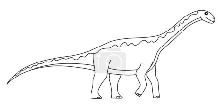 Página para colorear dinosaurio Jobaria. Lindo dinosaurio plano aislado sobre fondo blanco