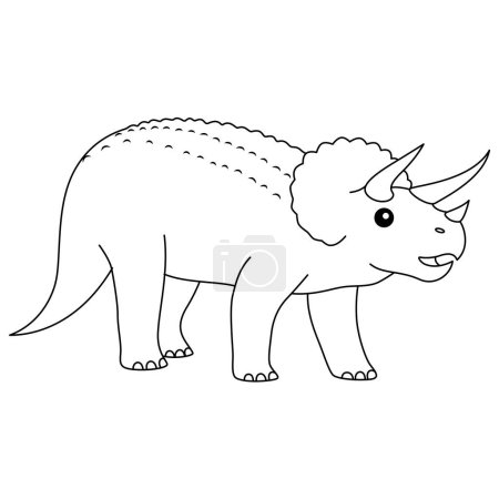 Triceratops coloring page. Cute flat dinosaur isolated on white background