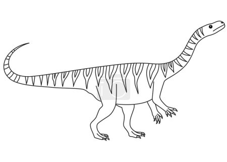 Plateosaurus coloring page. Cute flat dinosaur isolated on white background
