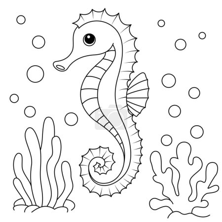 Cute seahorses coloring page for kids
