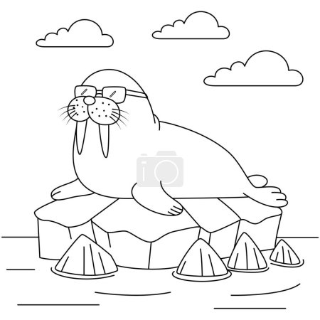 Seal wear sunglasses lying on the ice coloring page