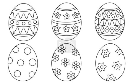 Illustration for Set of cute kawaii Easter egg cartoon character coloring page vector illustration for kids - Royalty Free Image