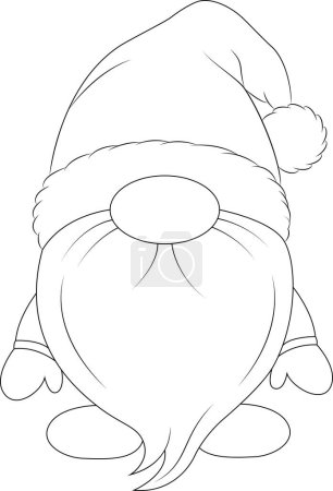 Coloring page Christmas dwarf. Flat vector outline for kids coloring book