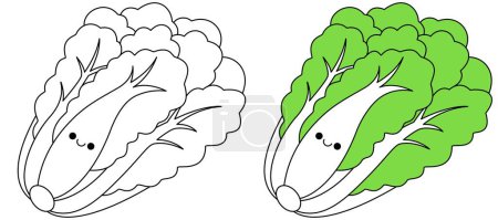 Romaine Lettuce Vegetable cartoon character Isolated vector illustration Coloring Page