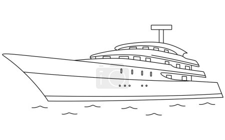 Mignon Yacht Véhicules dessin animé coloriage illustration vectorielle