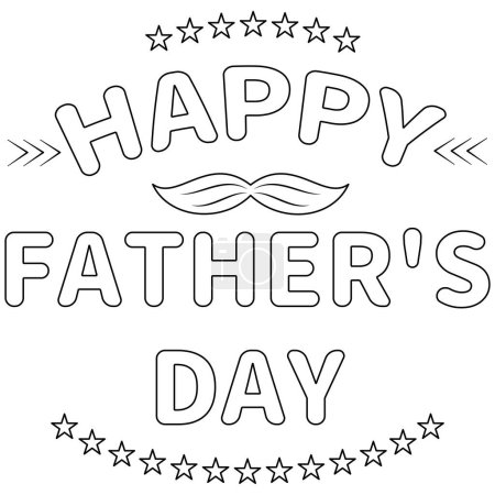 Cute Father's day coloring pages for kids, outline vector illustration easy to color, black and white activity worksheet